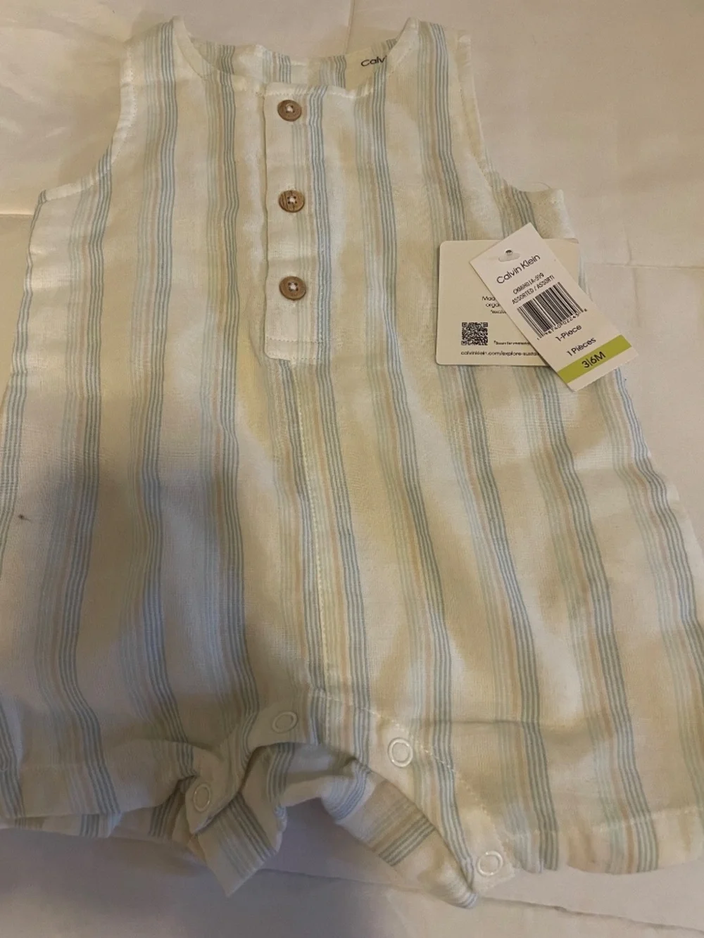 Calvin Klein Baby Boy 3-6 month Striped Romper